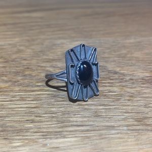 Sterling silver and obsidian ring